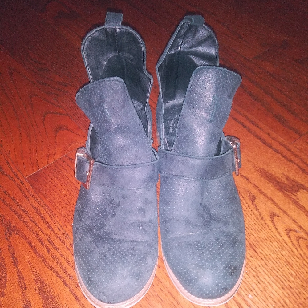Vera Gomma Black Slide On Ankle Boots Size 40